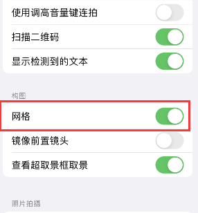 阜城苹果手机维修网点分享iPhone如何开启九宫格构图功能