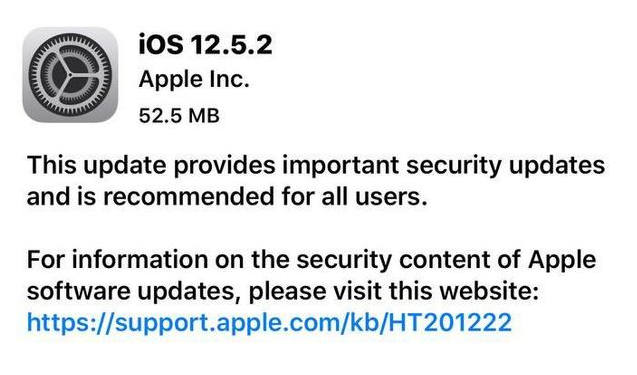 阜城苹果手机维修分享iOS12.5.2发布，建议所有老苹果用户安装 